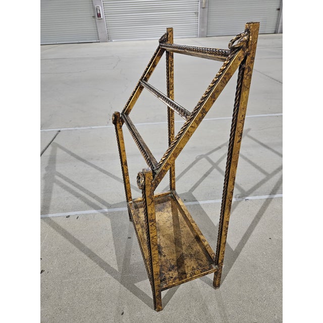 Metal 1970’s Hollywood Regency Gold Braided Gilt Iron Towel Rack For Sale - Image 7 of 17