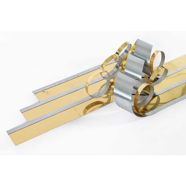 Metal Vintage Mid Century Large Metal Ribbon Wall Art Sculpture by Curtis Jere 1980s For Sale - Image 7 of 11