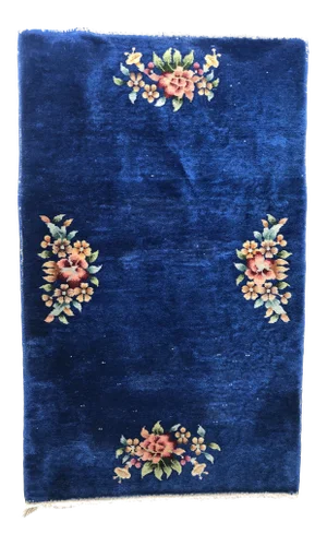 Vintage Royal Blue Handmade Chinese Oriental Rug 35”w X 58”l