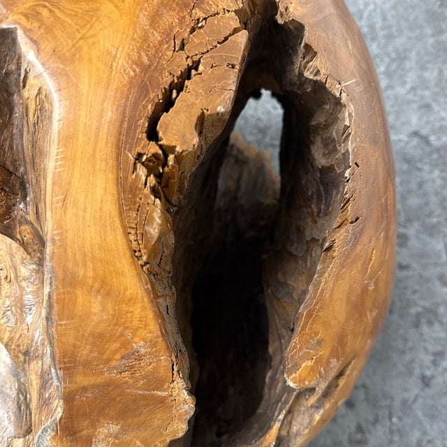 Wood Wood Root Hand-Carved Organic Sculpture Sphere, Small For Sale - Image 7 of 12