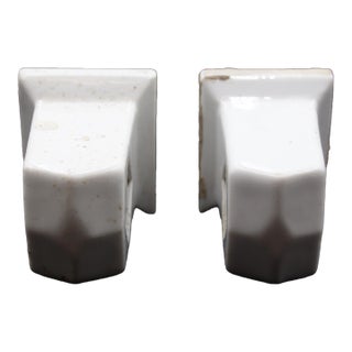 Pair of Vintage White Ceramic Towel Brackets For Sale