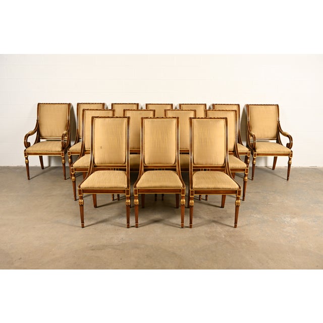 Karges French Regency Louis XVI Carved Walnut and Gold Gilt Dining Chairs | Set of Fourteen For Sale - Image 16 of 16