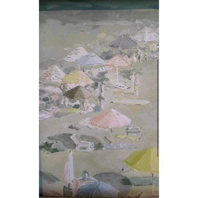 Shabby Chic 2024 Vintage Seaside Beach Scene Giclee in Solid Wood Plein Air Frame For Sale - Image 3 of 3