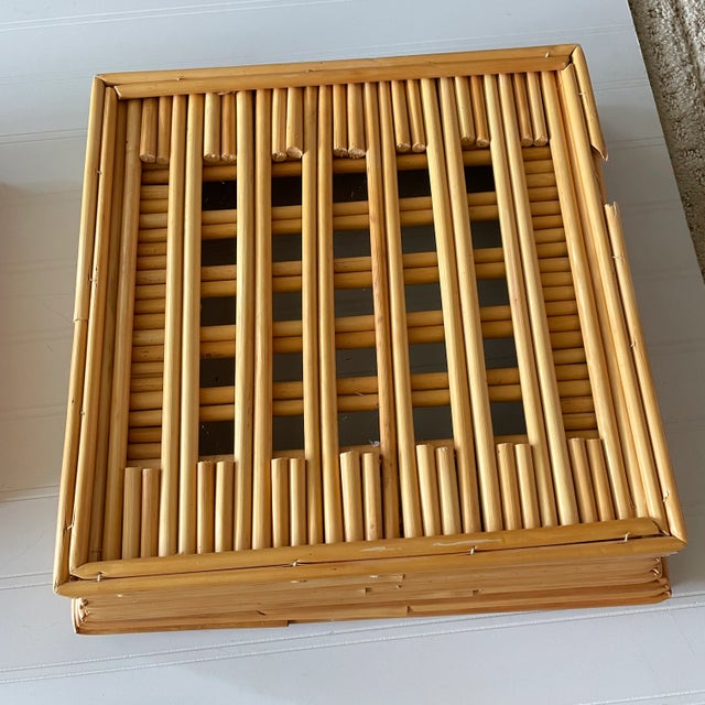 Wood 1970s Bamboo Square Stacking Baskets - Set of 4 For Sale - Image 7 of 13