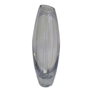 Vicke Lindstrand for Kosta Engraved Clear Glass Vase For Sale