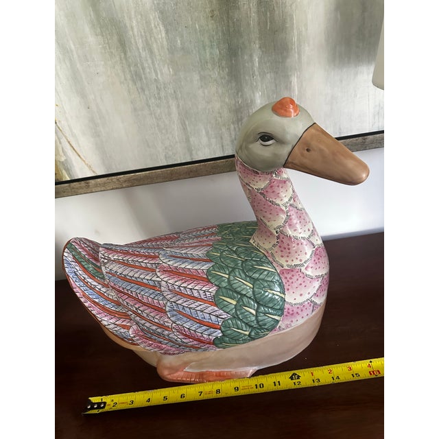 1940s Antique Famille Rose Goose Duck For Sale - Image 5 of 12