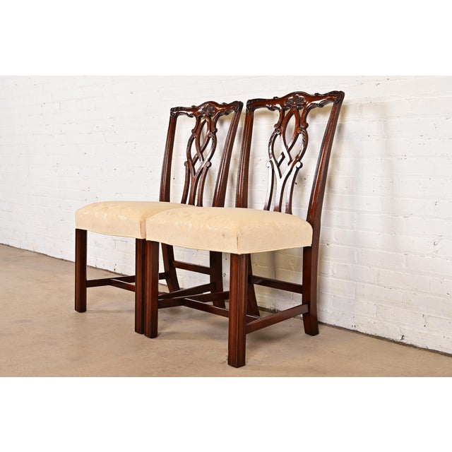 Kindel Furniture Georgian Carved Mahogany Side Chairs or Dining Chairs, Pair For Sale - Image 14 of 14