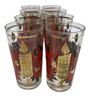 Vintage Holiday Glasses, Set of 8