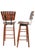 Set of three mid century counter height stools, constructed of wood slats on wrought iron frames. Interestingly, two...