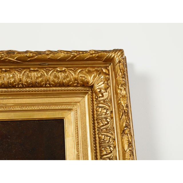 Brown Giltwood Framed Oil on Canvas Dog Painting by Charles Van den Eycken For Sale - Image 8 of 10