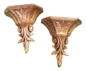 Vintage Syroco Mid-Century Modern Gold Hollywood Regency Acanthus Wall Sconce Pockets- a Pair
