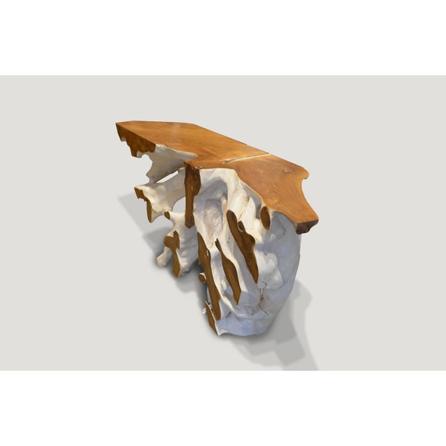 Andrianna Shamaris Two-Toned Organic Teak Wood Console For Sale In New York - Image 6 of 6