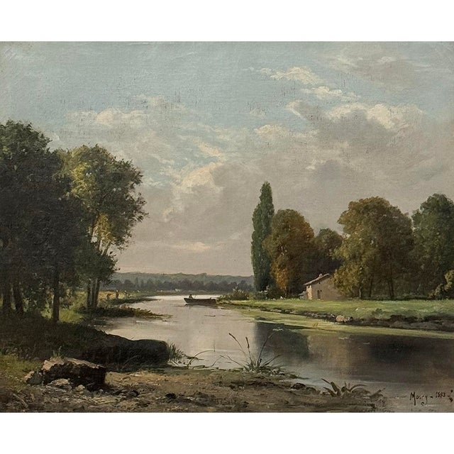 Beaux-Arts Pair of Framed Oil Paintings on Canvas by Henri Mosny Dated 1883 For Sale - Image 3 of 18