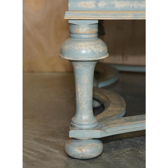 Wood Solid Six Pillar French Country House Coffee Table in Original Paint For Sale - Image 7 of 18