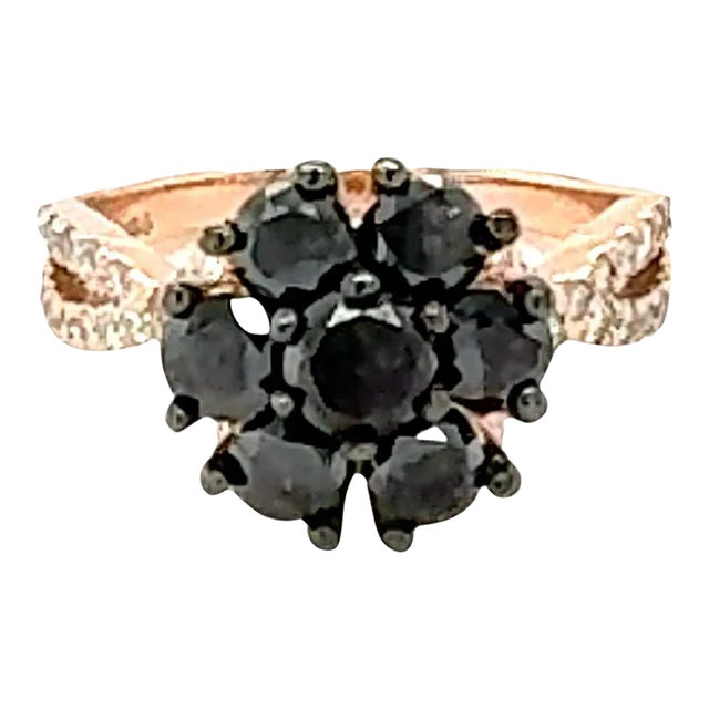 2.07 Carat Salt and Pepper Diamond Rose Gold Engagement Ring Size 6.5 For Sale