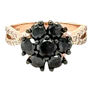 2.07 Carat Salt and Pepper Diamond Rose Gold Engagement Ring Size 6.5