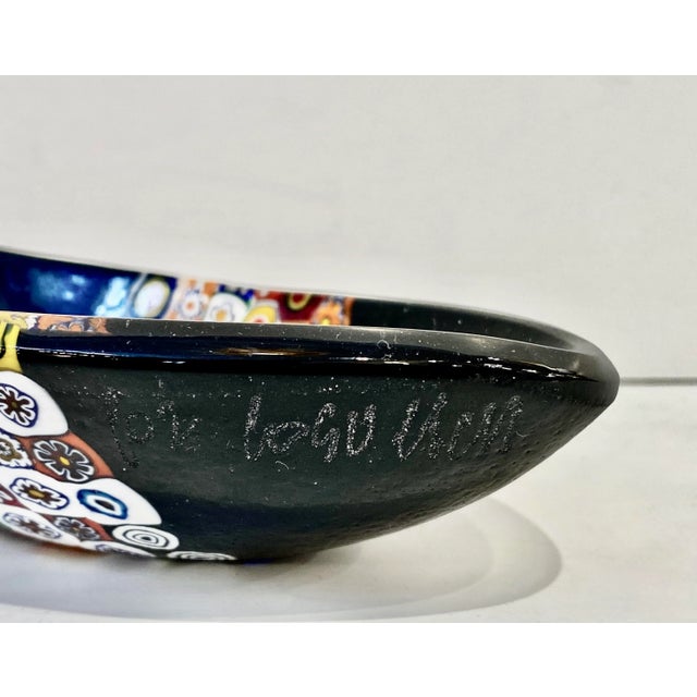 Veve Glass Modern Italian Black White Red Blue Green Murano Art Glass Mosaic Catch-All/Bowl For Sale - Image 4 of 10