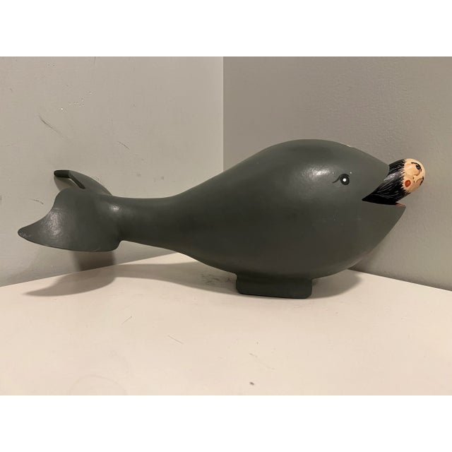 Marie Jeff (1926-2020), Folk Art, Jonah & the Whale, Hand Painted Gourd, Signed For Sale In Portland, ME - Image 6 of 6