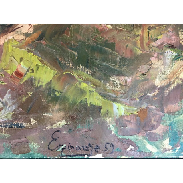 Late 20th Century Original Oil on Canvas Painting of a French Village, Signed Espinoze For Sale - Image 5 of 12