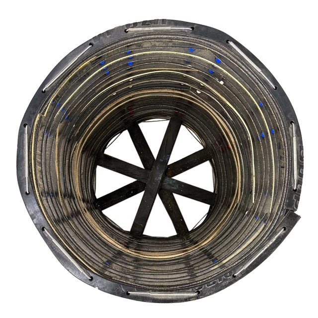 1970s Vintage 1970s BMX Bicycle Tire Handmade Folk Art Trash Can For Sale - Image 5 of 8