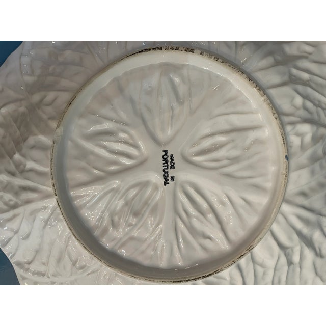 Vintage White Cabbage Majolica Platter and Dip Bowl - Set of 2 Pieces For Sale In New Orleans - Image 6 of 9