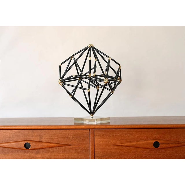 Vintage Modernist Abstract Black Metal Art Sculpture For Sale - Image 10 of 11