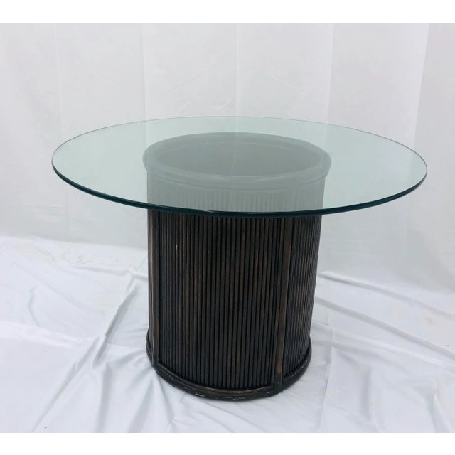 Mid 20th Century Vintage Glass & Pencil Reed Rattan Base Table For Sale - Image 5 of 11