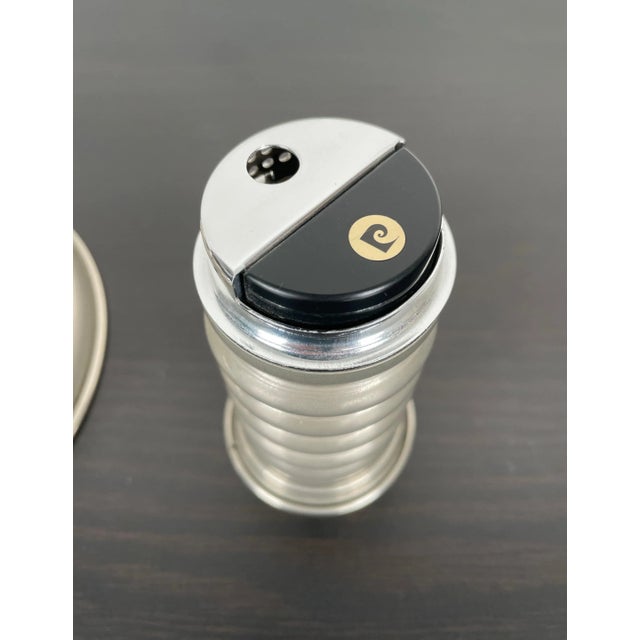 Metal Tobacco Lighter & Ashtray Table Set by Pierre Cardin, Paris, 1970s, Set of 2 For Sale - Image 7 of 12