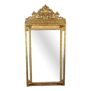 Large Antique 19th Century Mirror in Gilt Metal For Sale