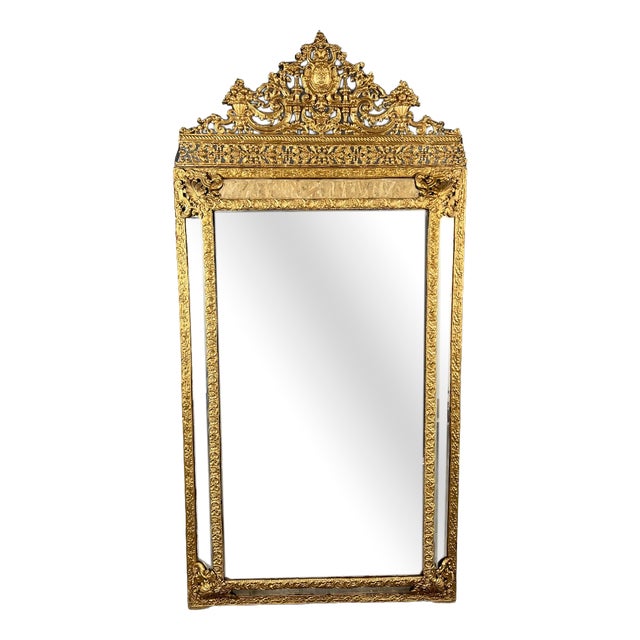 Large Antique 19th Century Mirror in Gilt Metal For Sale