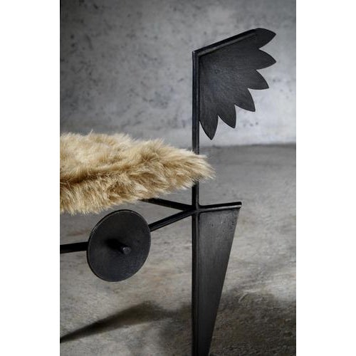Contemporary Throne for the King of Birds in Steel and Synthetic Fur by Frederic Gaillard For Sale - Image 3 of 8