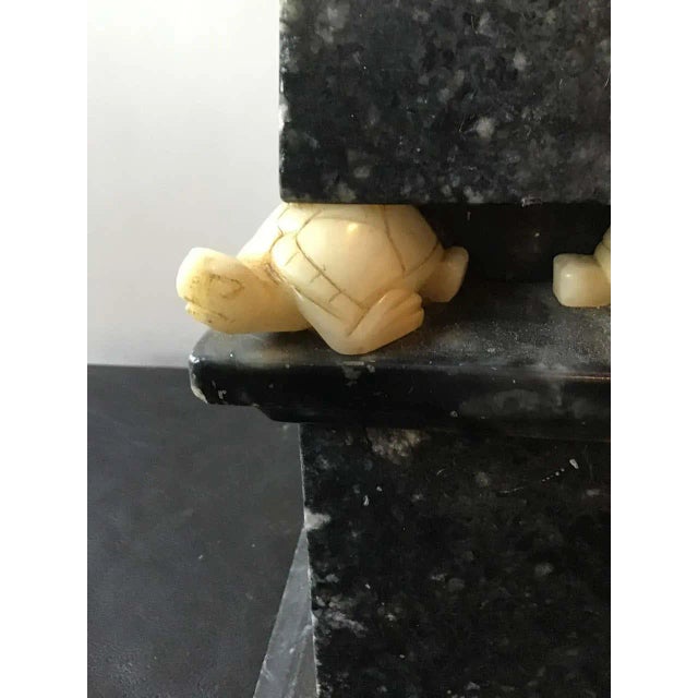 1950s Marble Obelisk Lamp with Jade Turtles For Sale - Image 4 of 10