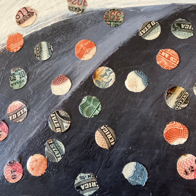 Contemporary Original Stephen Heigh Painting/Collage “Droplets” Vintage Frame For Sale - Image 4 of 6