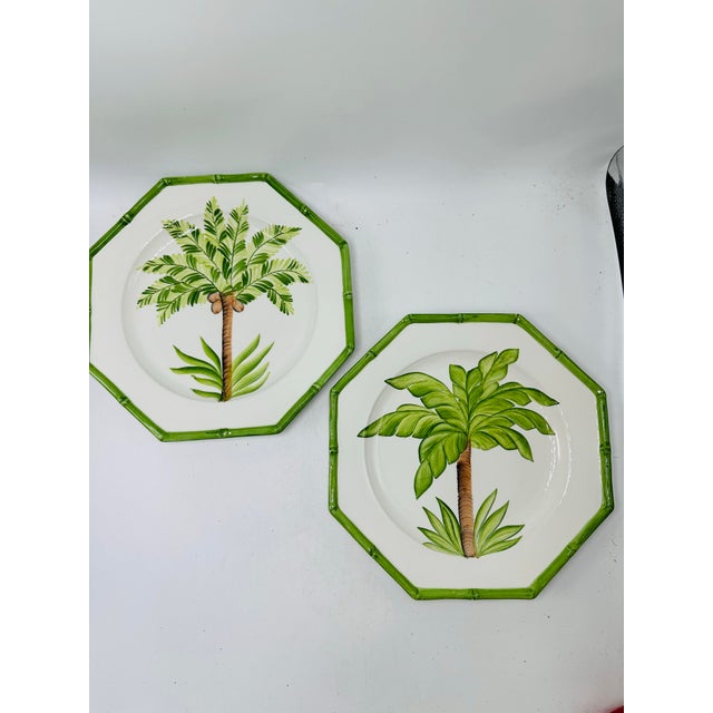 Vintage Italian Palm Tree Plates, a Pair For Sale - Image 4 of 7