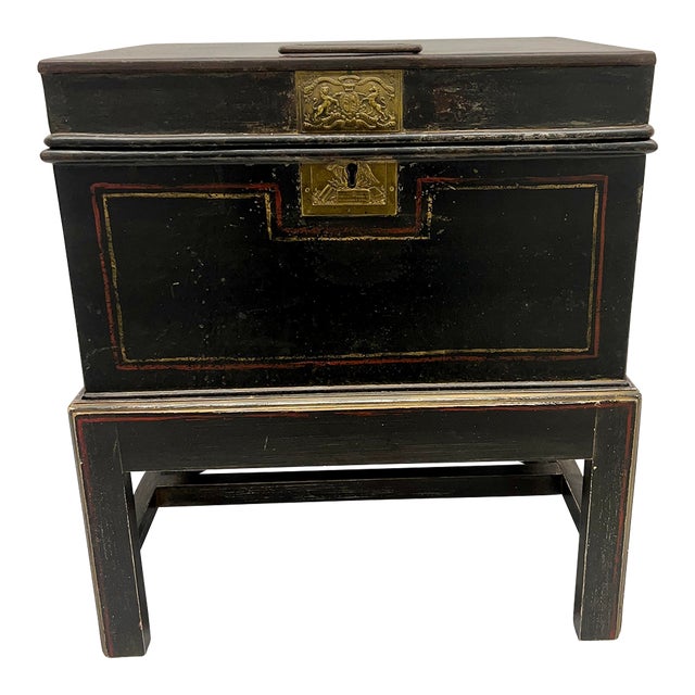 19th Century English Iron Strongbox on Stand by Thomas Milner & Son Liverpool For Sale