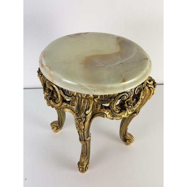 Wood Small Side Table with Onyx Top, 1960s For Sale - Image 7 of 11