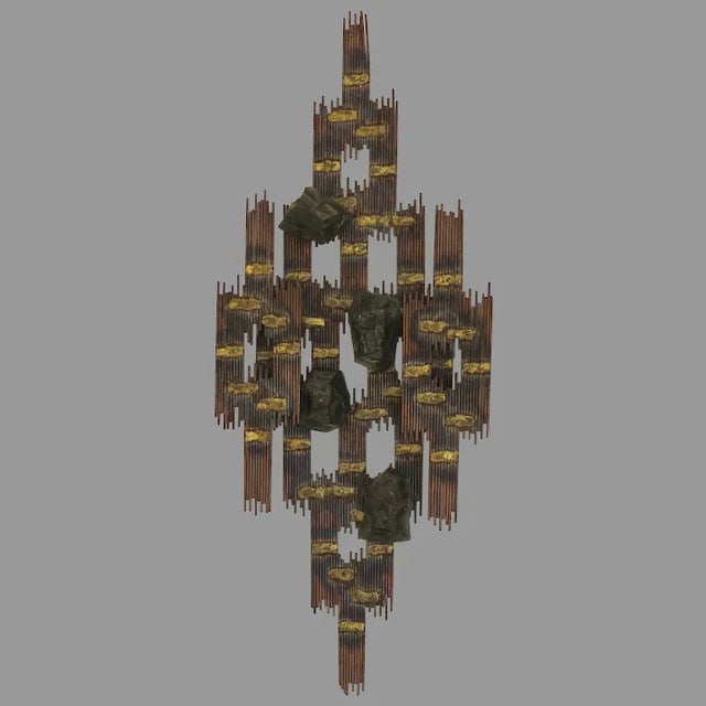 1940s Mid-Century Wall Sculpture Metal Green Resin Brutalist For Sale - Image 9 of 9