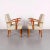 Mid-Century Modern Set of Mid-Century Oak & Upholstery Armchairs For Sale - Image 3 of 4