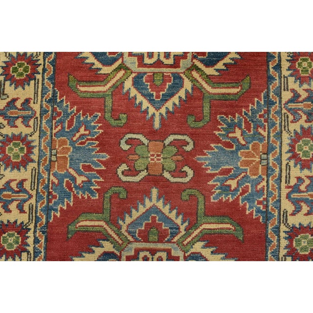 2020s Kazak Rug 2’8” X 4’4” Red Wool Tribal Hand-Knotted Oriental Carpet For Sale - Image 5 of 10