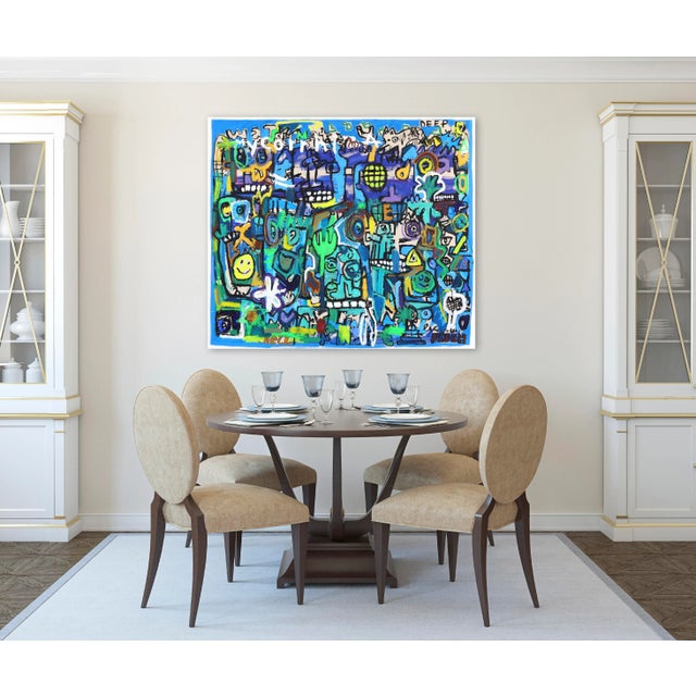 Blue Contemporary Abstract Figurative Mixed-Media Painting "Magical Mycorrhiza" Original Artwork on Canvas by Jonas Fisch For Sale - Image 8 of 9