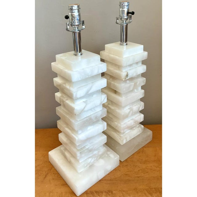 Stone Vintage Stacked Stone Table Lamps - Pair For Sale - Image 7 of 12