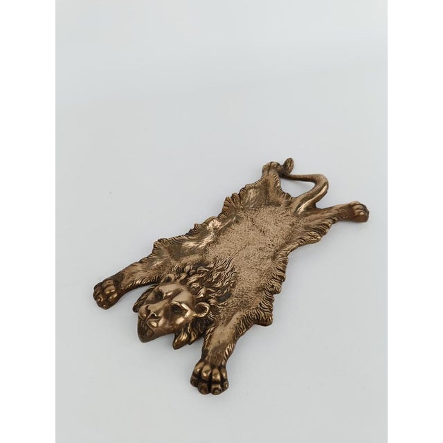 Vintage Brass Ashtray Depicting the Mythological Nemean Lion Skin, Italy, 1970s For Sale - Image 15 of 18