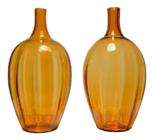 Large Blenko Amber Glass Lamps By Joel Philip Myers - A Pair