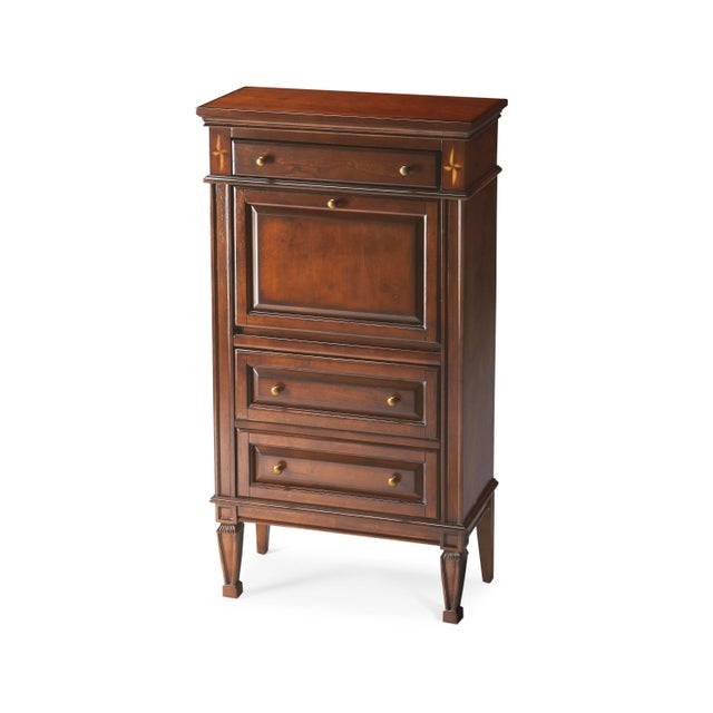 Spritely Home Accent Furniture Wordsworth Secretary, Cherry Brown For Sale - Image 4 of 4