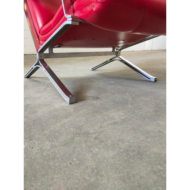 Animal Skin Mid-Century Red Lounge Chair, 1970s For Sale - Image 7 of 9