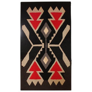 Mounted American, Hand Hooked Indian Design Rug For Sale