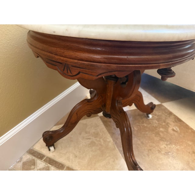 Antique Victorian Walnut Marble Top Table For Sale - Image 9 of 12