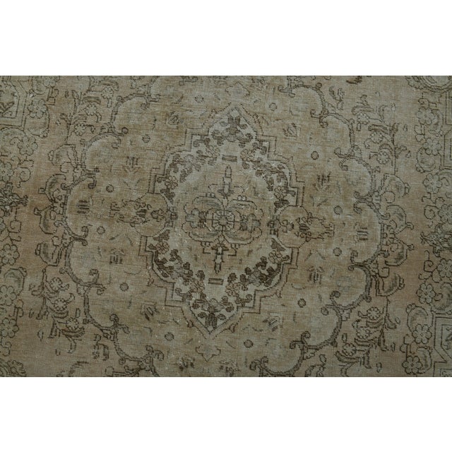 1970s Vintage Persian Handmade Wool Cotton Beige Area Rug For Sale - Image 10 of 11