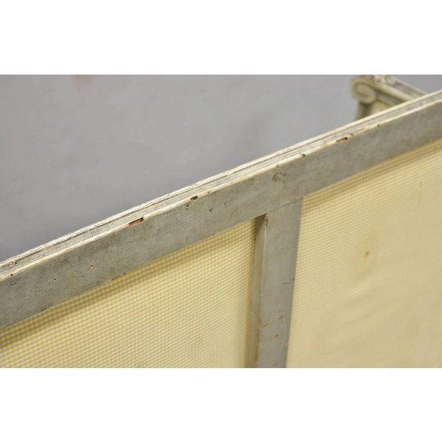 Antique French Louis XVI Style Cream Distress Painted Petite Canape Settee Sofa For Sale - Image 16 of 18