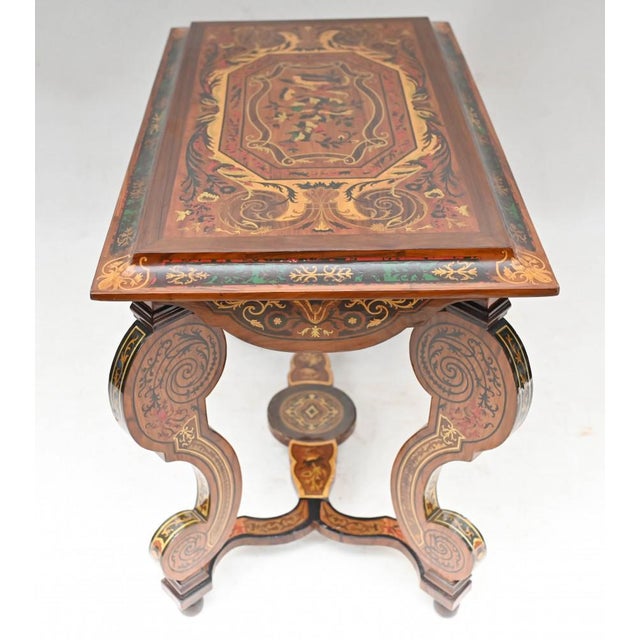 Italian Marquetry Side Table Console Inlay For Sale - Image 9 of 18